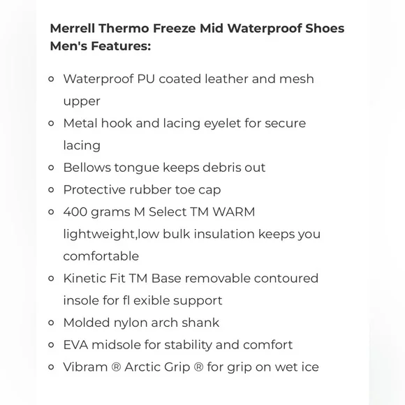 MERRELL THERMO FREEZE MID WATERPROOF SHOES MEN'S
Item#: J42611 - Picture 3 of 10